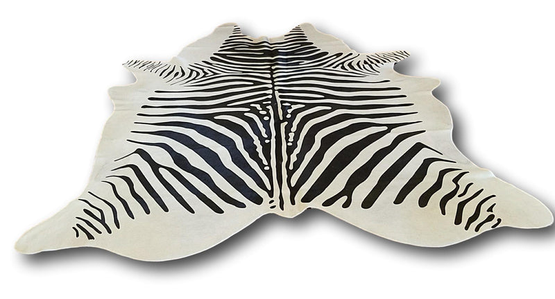 COWHIDE - Black On Cream Zebra Stencil - Trophy Room Collection 