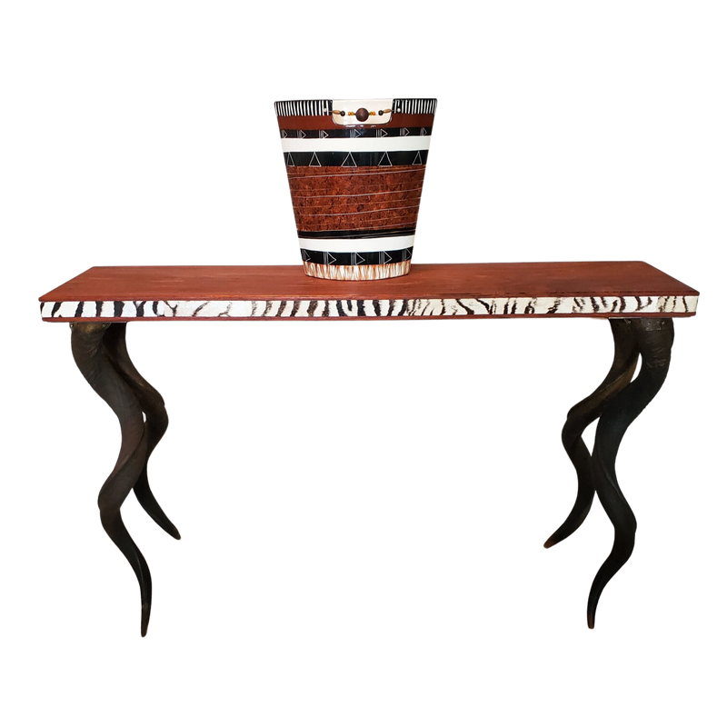 Kudu Horn leg side table with Mozambique Kiaat top.