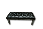 Bench - Black Ostrich Leather with Wood Tapered Leg - Trophy Room Collection 