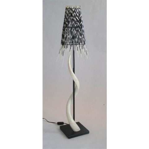 Black Base Kudu Inner Horn Lamp & Quill Shade - Trophy Room Collection 