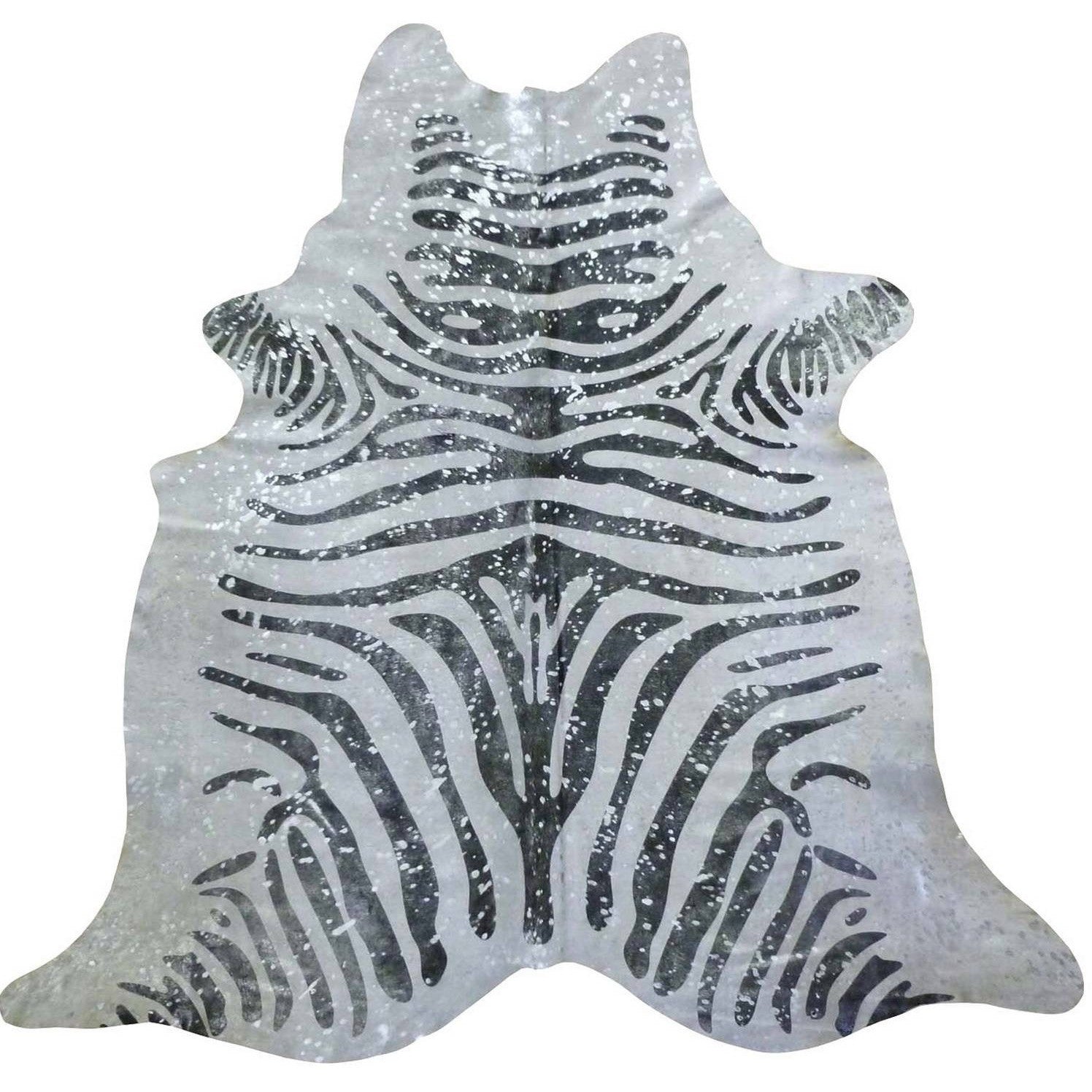 Silver Metallic Zebra Cowhide Trophy Room Collection
