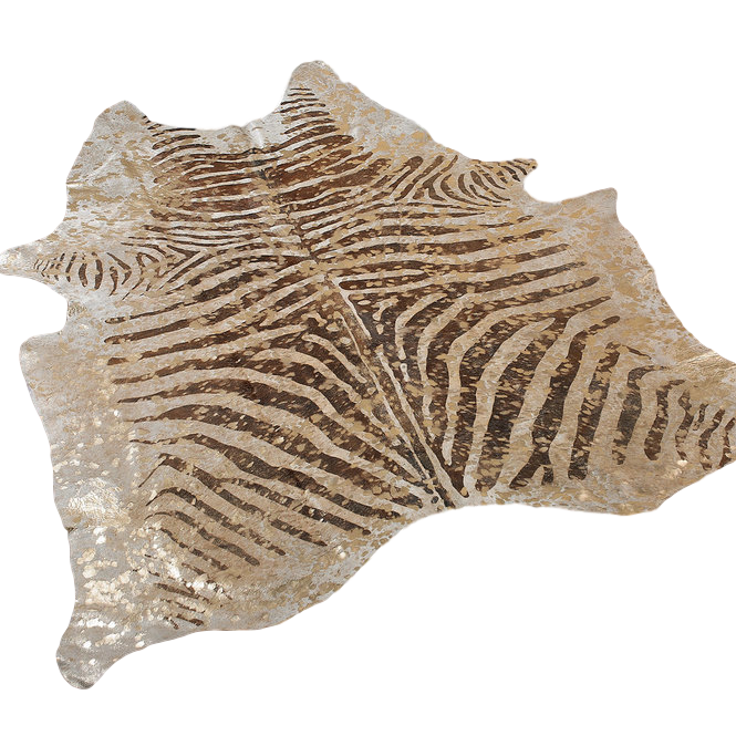 Gold Metallic Zebra Stencil Cowhide (Brown) – Trophy Room Collection