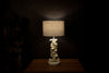 CLOSEOUT : Kudu Inner Horn Upright Piece Lamp &  linen Shade - Trophy Room Collection 