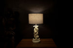 CLOSEOUT : Kudu Inner Horn Upright Piece Lamp &  linen Shade - Trophy Room Collection 