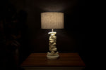 CLOSEOUT : Kudu Inner Horn Upright Piece Lamp &  linen Shade - Trophy Room Collection 