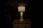 CLOSEOUT : Kudu Inner Horn Upright Piece Lamp &  linen Shade - Trophy Room Collection 