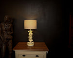 CLOSEOUT : Kudu Inner Horn Upright Piece Lamp &  linen Shade - Trophy Room Collection 