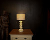 CLOSEOUT : Kudu Inner Horn Upright Piece Lamp &  linen Shade - Trophy Room Collection 