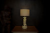 CLOSEOUT : Kudu Inner Horn Upright Piece Lamp &  linen Shade - Trophy Room Collection 