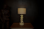 CLOSEOUT : Kudu Inner Horn Upright Piece Lamp &  linen Shade - Trophy Room Collection 