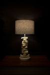 CLOSEOUT : Kudu Inner Horn Upright Piece Lamp &  linen Shade - Trophy Room Collection 