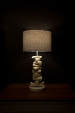 CLOSEOUT : Kudu Inner Horn Upright Piece Lamp &  linen Shade - Trophy Room Collection 