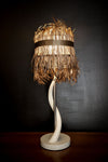 CLOSEOUT : Kudu Inner Horn Table lamp & gold splitgoose shade - Trophy Room Collection 