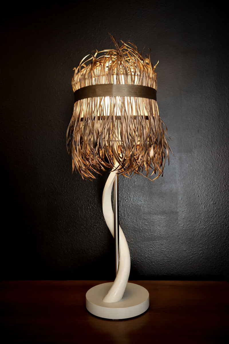 CLOSEOUT : Kudu Inner Horn Table lamp & gold splitgoose shade - Trophy Room Collection 