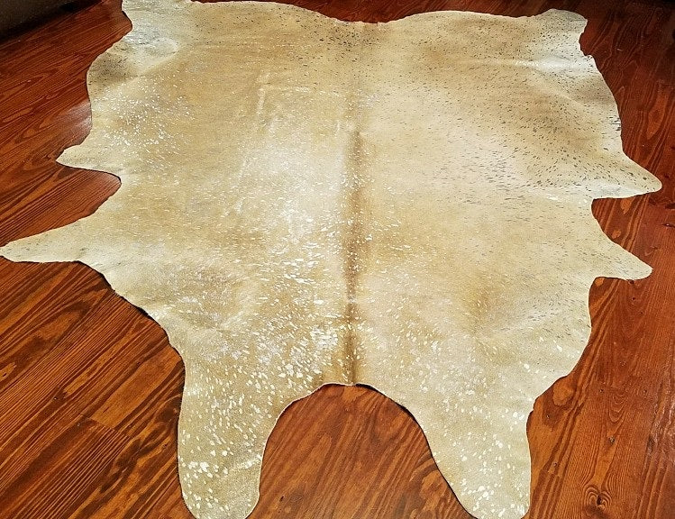 Silver Metallic on Beige Cowhide - Trophy Room Collection 