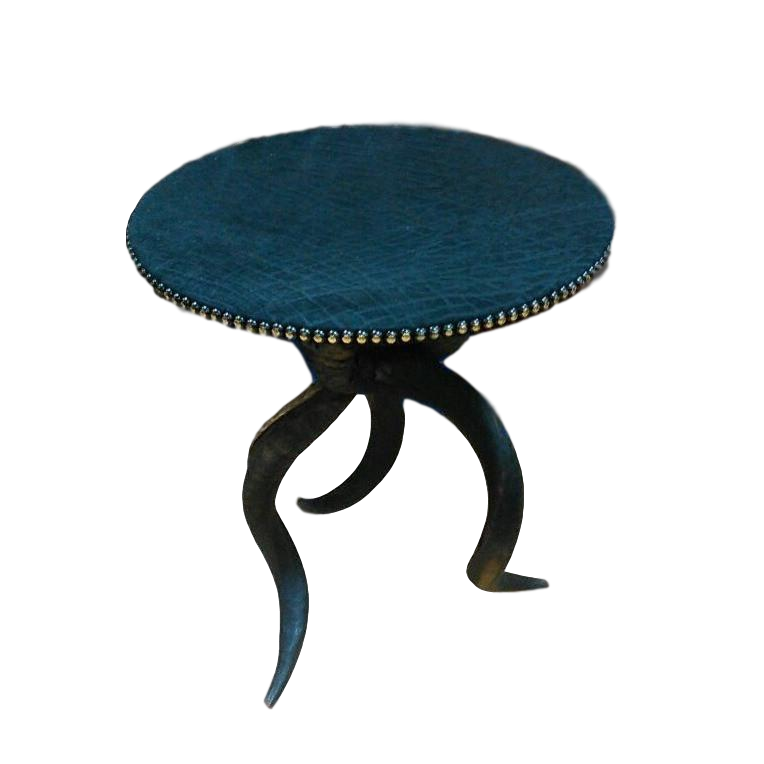 TRIPOD Table - Elephant Table Top with Natural Kudu Base - Trophy Room Collection 