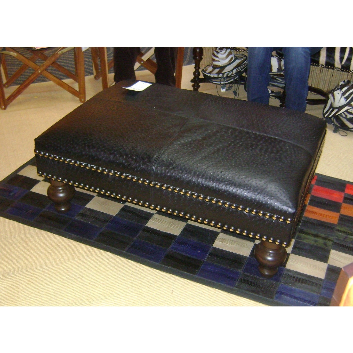 Ostrich shop leather ottoman