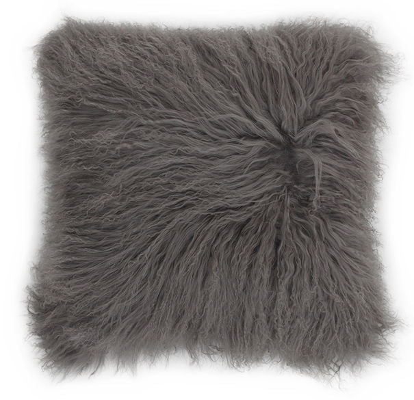 Gray Tibetan Lamb - DOUBLE Sided Pillow (18") - Trophy Room Collection 