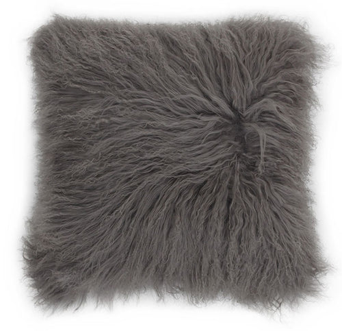 Gray Tibetan Lamb - SINGLE Sided Pillow (18") - Trophy Room Collection 