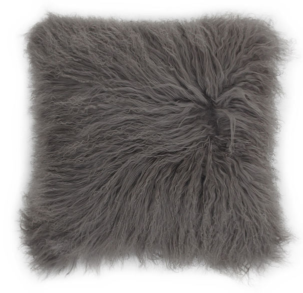 Gray Tibetan Lamb - SINGLE Sided Pillow (18") - Trophy Room Collection 