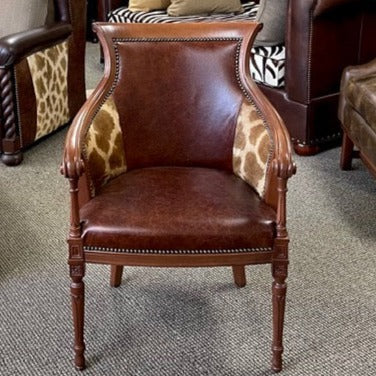 Biedermeier Giraffe Chair w/ Bovine Leather Trim