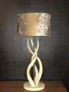CLOSEOUT : Tripple Kudu Upright Twist lamp & gold Leopard Shade (2) - Trophy Room Collection 