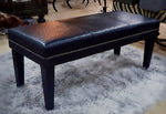 BENCH - Sleek with Taper Leg- Black Ostrich Leather - Trophy Room Collection 