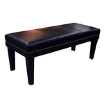 BENCH - Sleek with Taper Leg- Black Ostrich Leather - Trophy Room Collection 