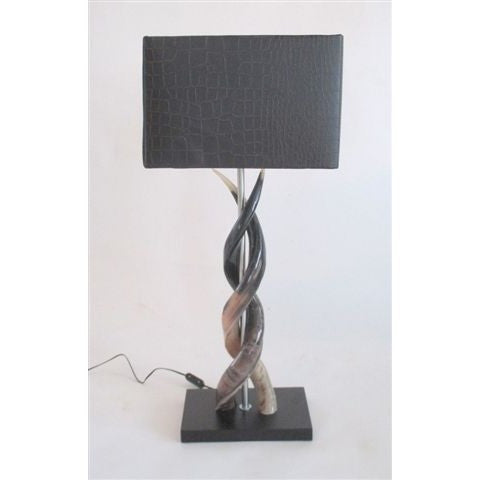 Polished Kudu Upright Twist Lamp & Large Brown Croc Shade - Trophy Room Collection 