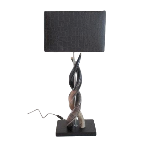 Polished Kudu Upright Twist Lamp & Large Brown Croc Shade - Trophy Room Collection 