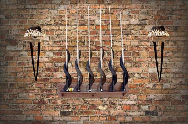 Kudu horn billiard cue holder (SET of 6) -  CHOOSE YOUR BASE - Trophy Room Collection 