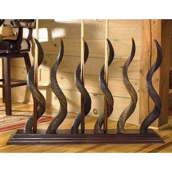 Kudu horn billiard cue holder (SET of 6) -  CHOOSE YOUR BASE - Trophy Room Collection 