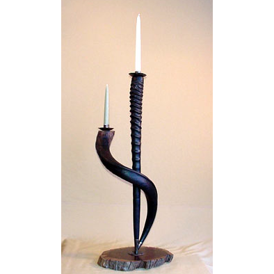 TABLE CANDLE GEMSBOK KUDU NATURAL (TC-GK-27N) - Trophy Room Collection 