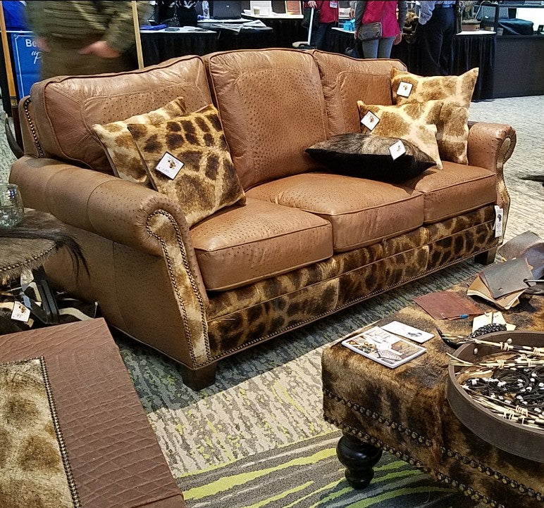 Sofa Ostrich with Giraffe Trim - Trophy Room Collection 