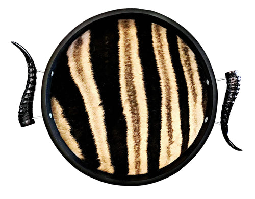 TC2 - Round Zebra Tray with Springbok Polished Horns - Trophy Room Collection 