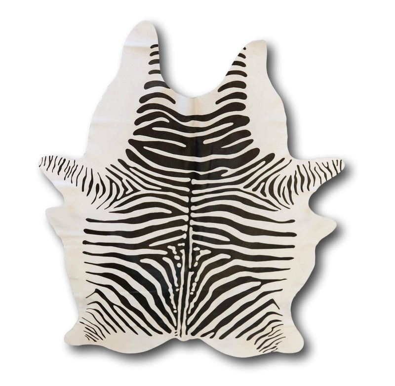 COWHIDE - Black On Cream Zebra Stencil - Trophy Room Collection 