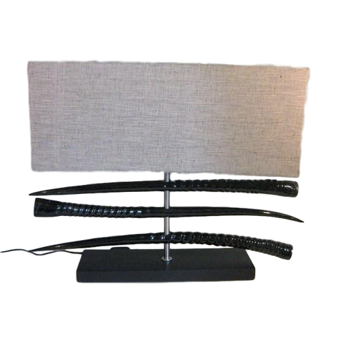 Tri-Gemsbok Horn lamp & Black Two-tone Linen Lamp - Trophy Room Collection 