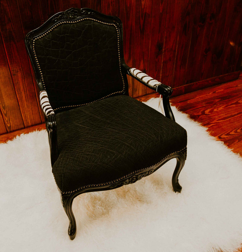 Carved Victorian Chair - Black Elephant - Trophy Room Collection 