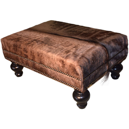 OTTOMAN - Wildebeest with Double Nailhead - Trophy Room Collection 