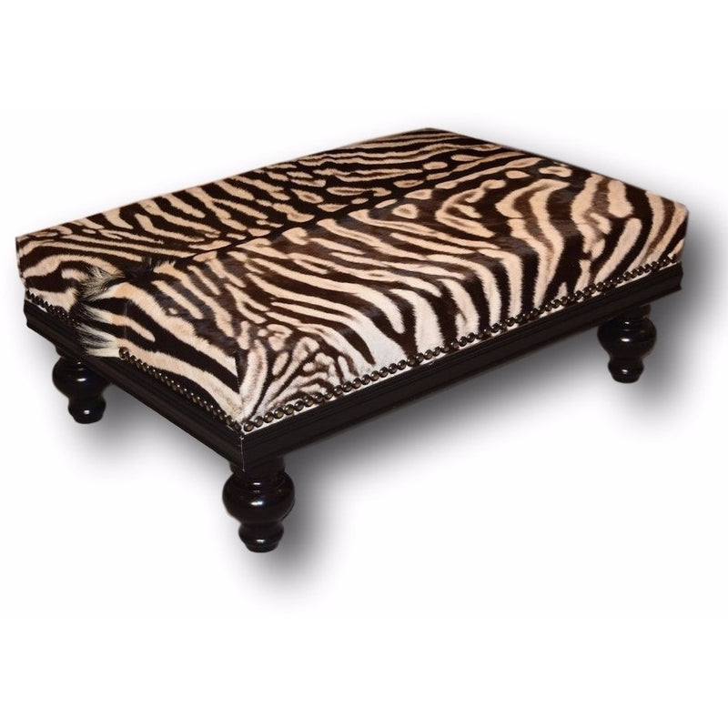 XL Ottoman- Zebra With Crown Moulding - Trophy Room Collection 