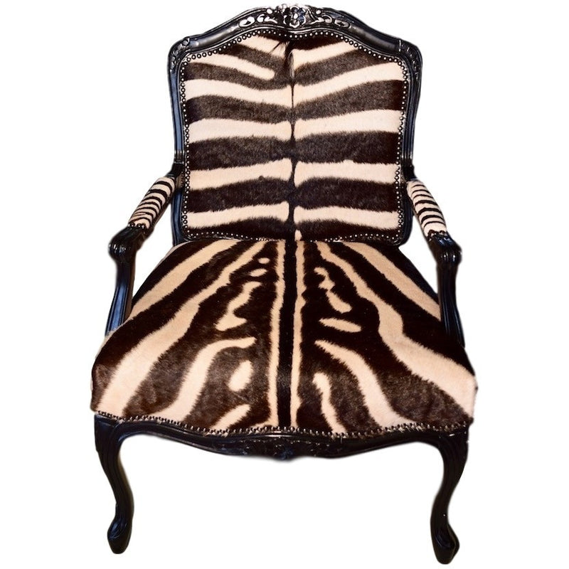 Carved Victorian Chair- Zebra - Trophy Room Collection 