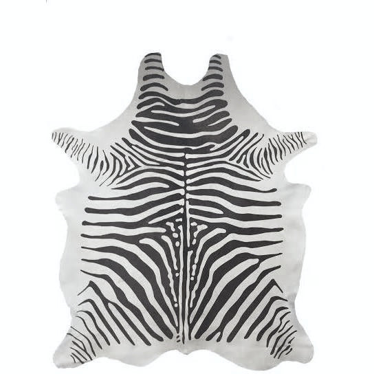 COWHIDE - Black On Cream Zebra Stencil - Trophy Room Collection 