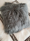Gray Tibetan Lamb - SINGLE Sided Pillow (18") - Trophy Room Collection 