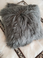 Gray Tibetan Lamb - SINGLE Sided Pillow (18") - Trophy Room Collection 