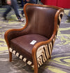 Wing Back Wrap Chair in Zebra - Trophy Room Collection 