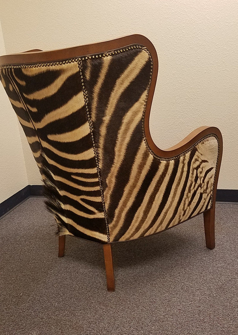 Wing Back Wrap Chair in Zebra - Trophy Room Collection 