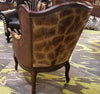 Wing Back Chair in Giraffe & Bovine Leather - Trophy Room Collection 