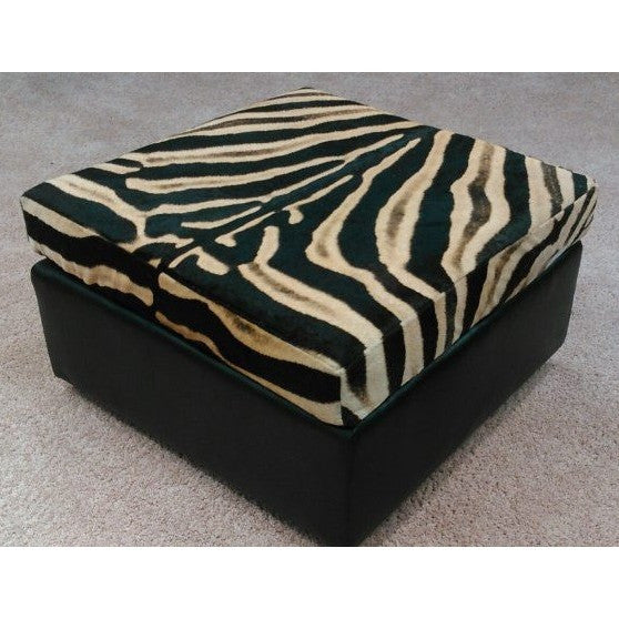 OTTOMAN - Genuine Zebra Slumber Sleek - Trophy Room Collection 