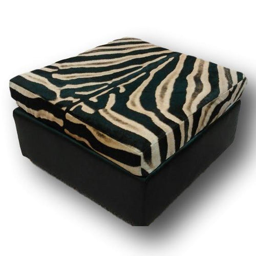 OTTOMAN - Genuine Zebra Slumber Sleek - Trophy Room Collection 